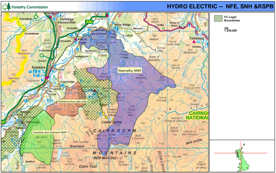 Map showing Rothiemurchus Forest