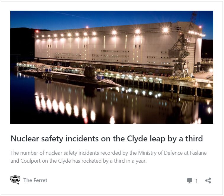 Alarm over nuclear safety lapses on the Clyde 8
