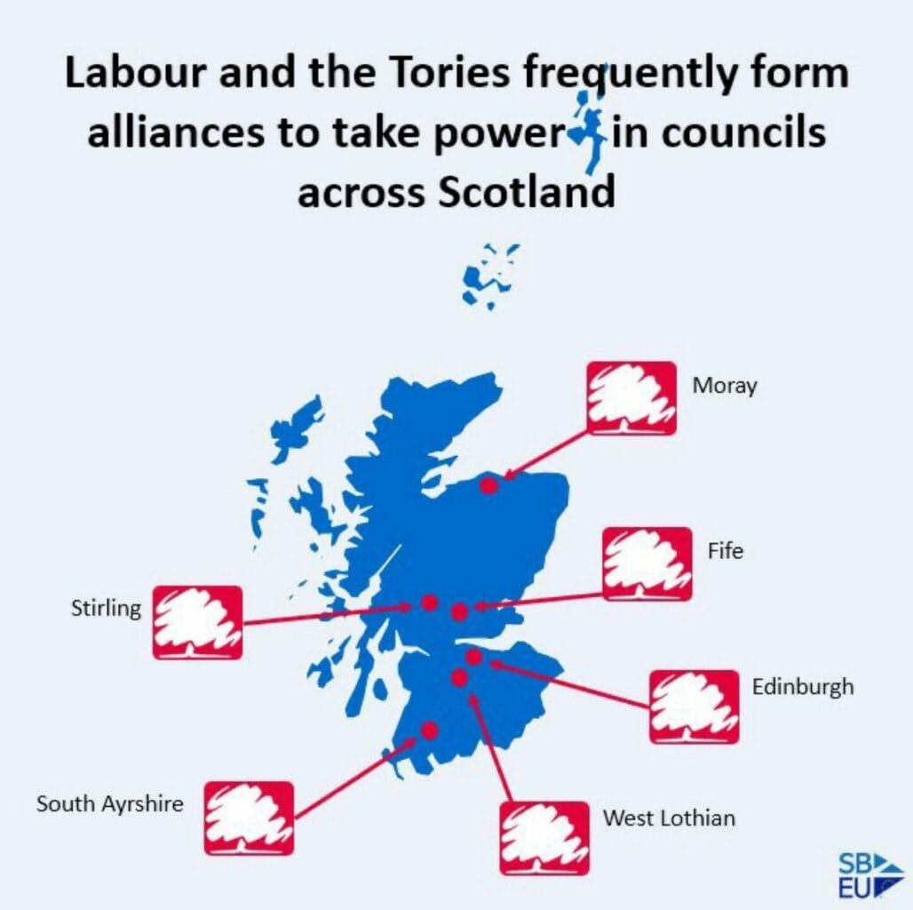 Claim Labour and Conservatives formed alliances in councils is Half True 4