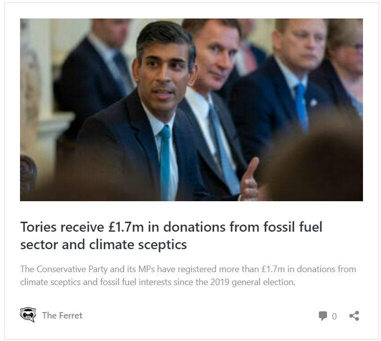 Billionaire who funded climate science denial group has given the Tory Party £100,000 this year 6