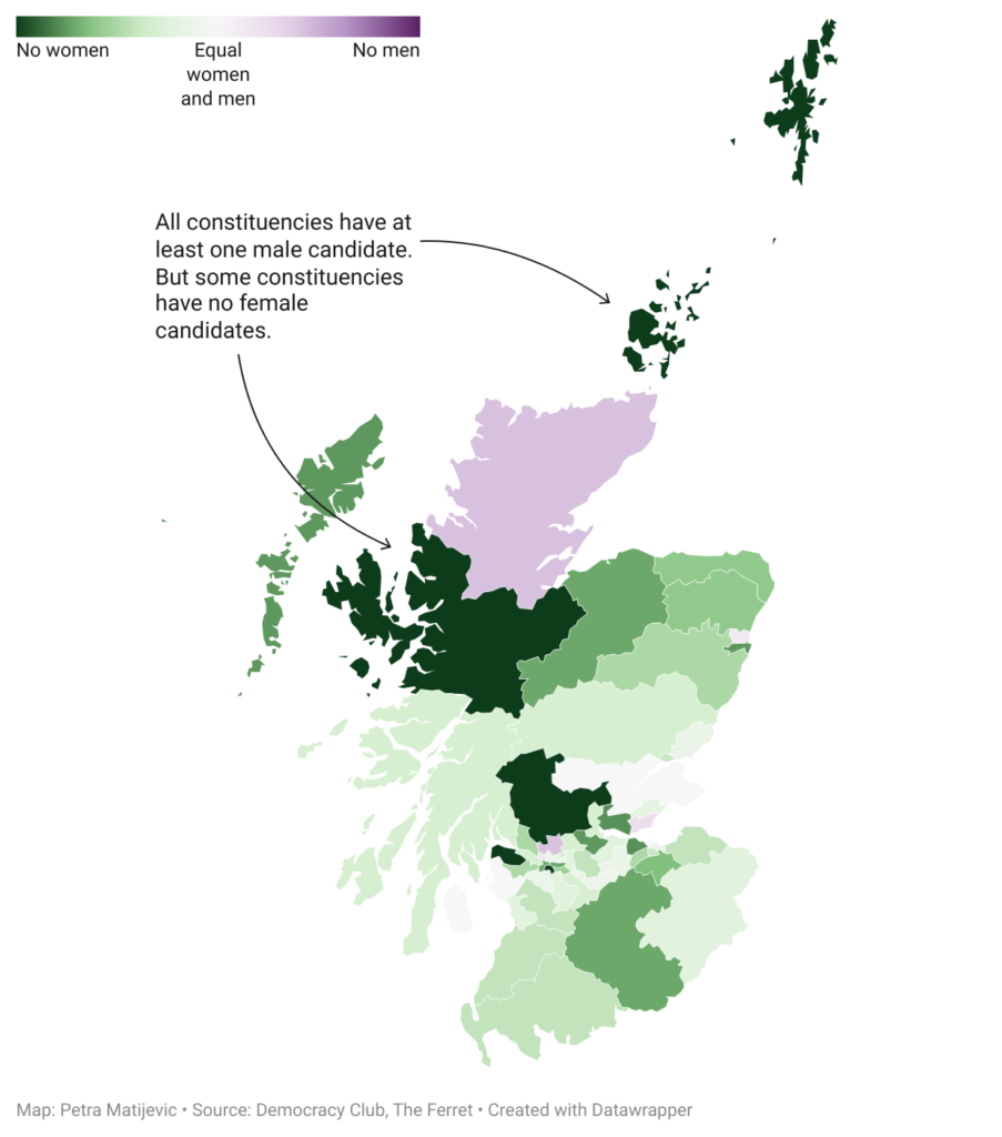 Almost a third of Scots constituencies have only one woman candidate standing… or none at all 8