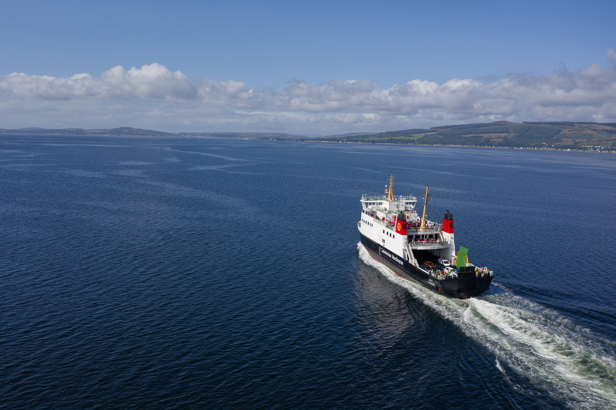 CalMac ferry in the sea