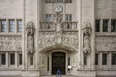 Headline: Explainer: The Supreme Court gender ruling Image description: The Supreme Court, London, UK stock photo