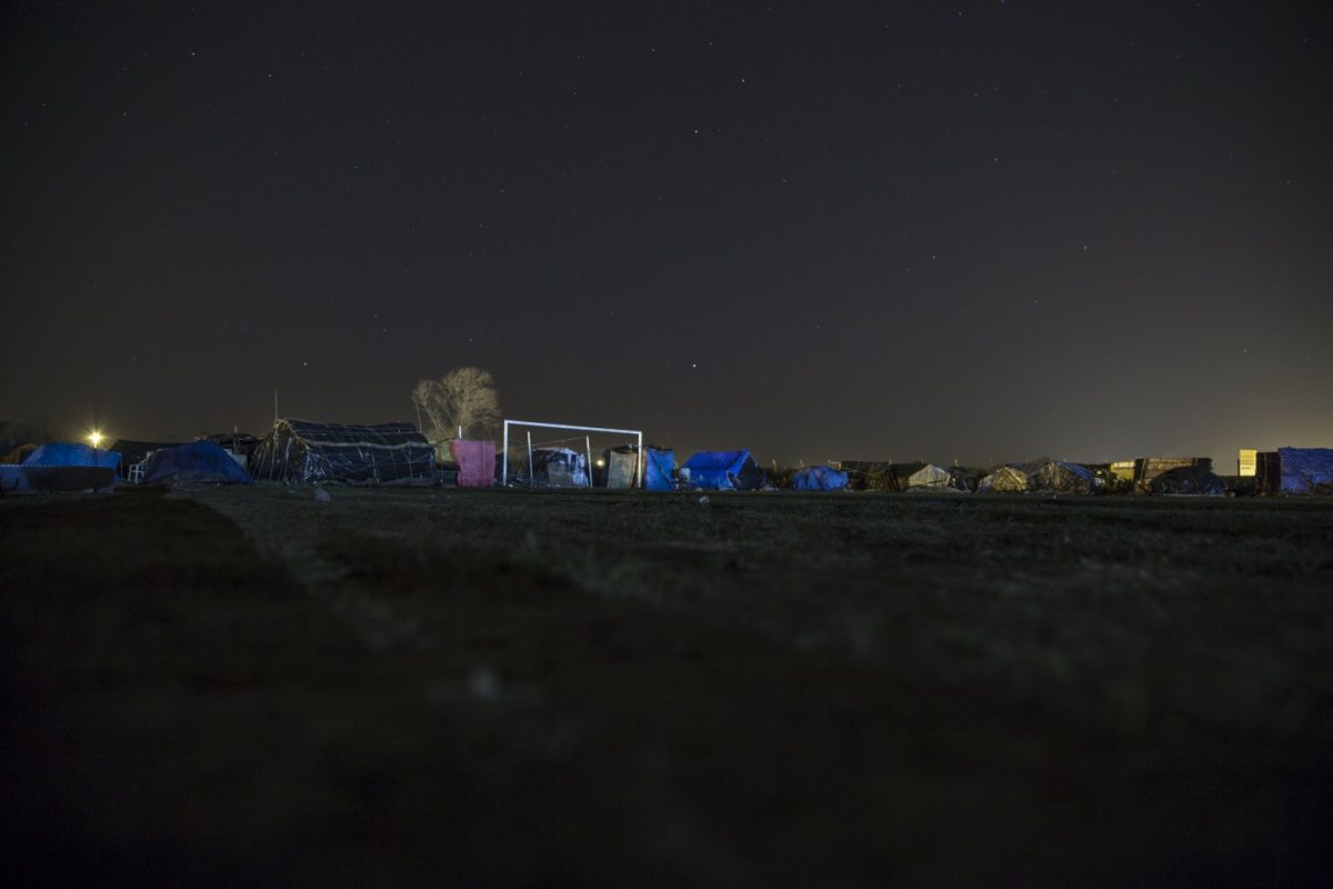 Night over the football field Night over the football field