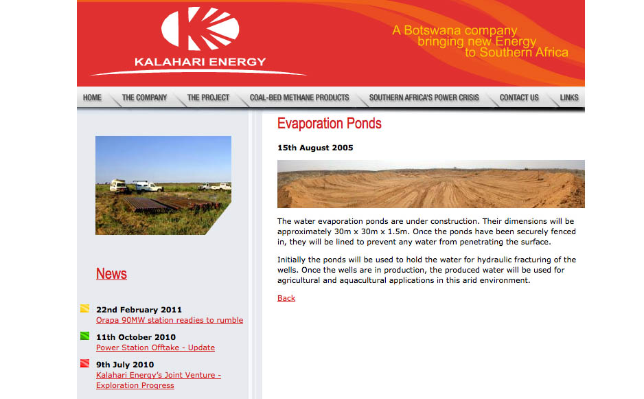 Kalahari Energy website