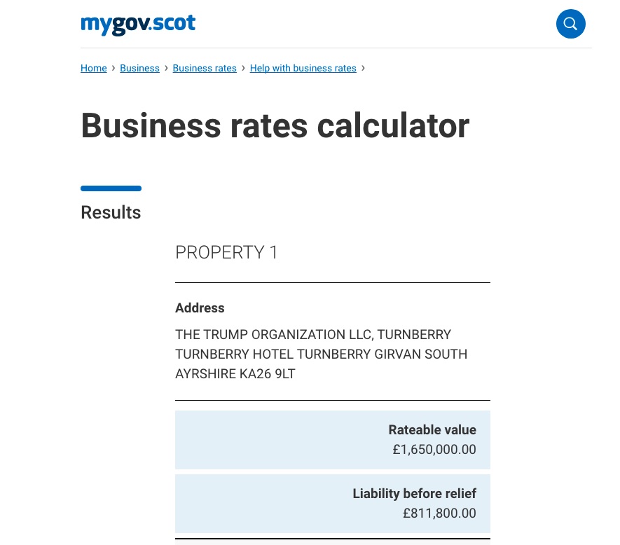 Screen-grab-on-mygov.scot-rates-calculator-for-Trump-Turnberry