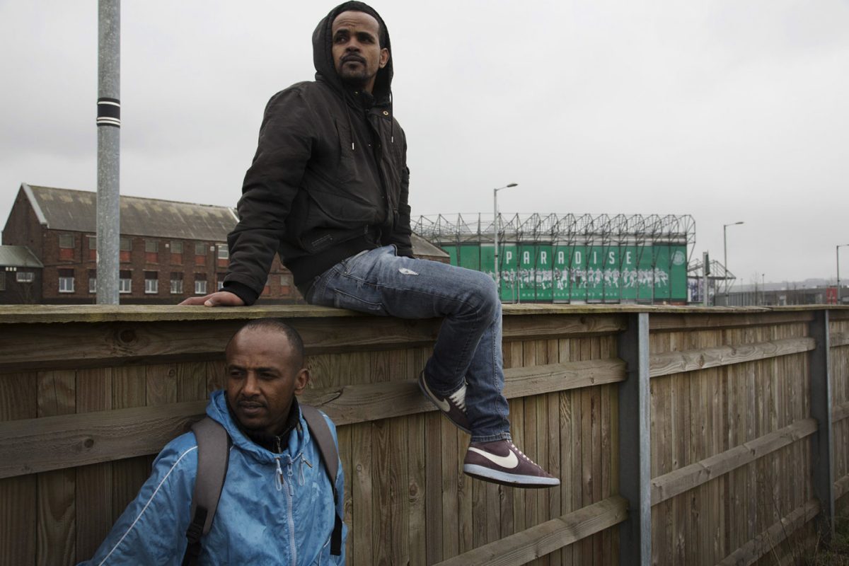 Eritrean refugees near Celtic Park in Glasgow