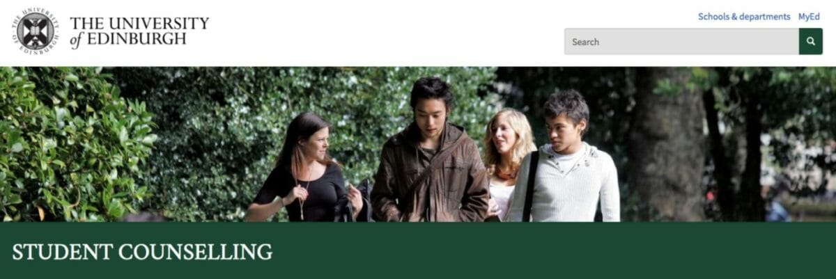 University of Edinburgh counselling page