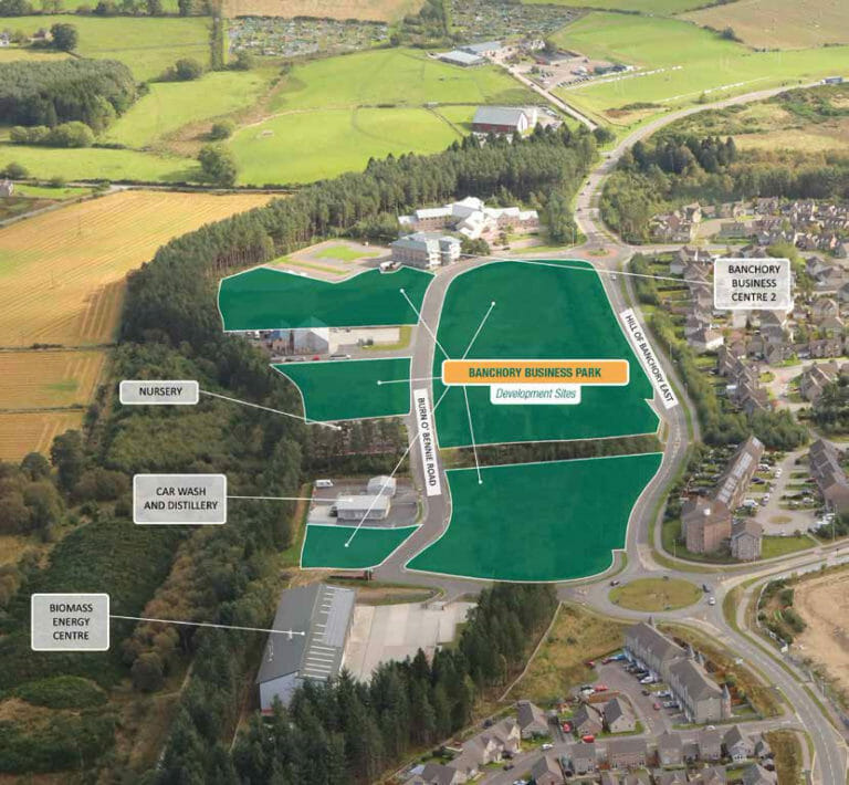 A schematic showing the layout of Banchory Business Park