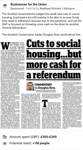 DM-Ad2 'Dark money' fears raised over anti-SNP Facebook adverts run by Unionists 5