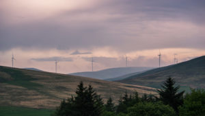 Wind turbines on a Scottish hillside