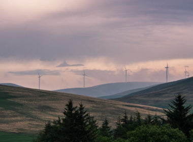 Wind turbines on a Scottish hillside