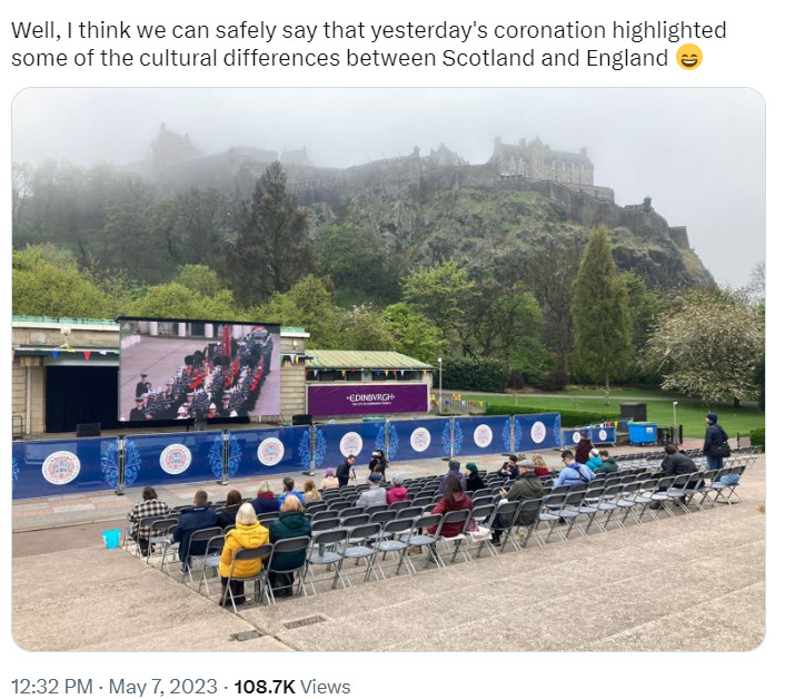 Claim that picture shows small crowd for coronation screening is Mostly False 3