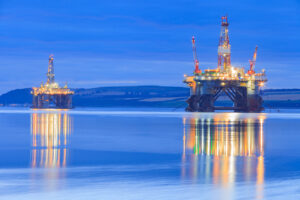 Oil rigs in Cromarty Firth.